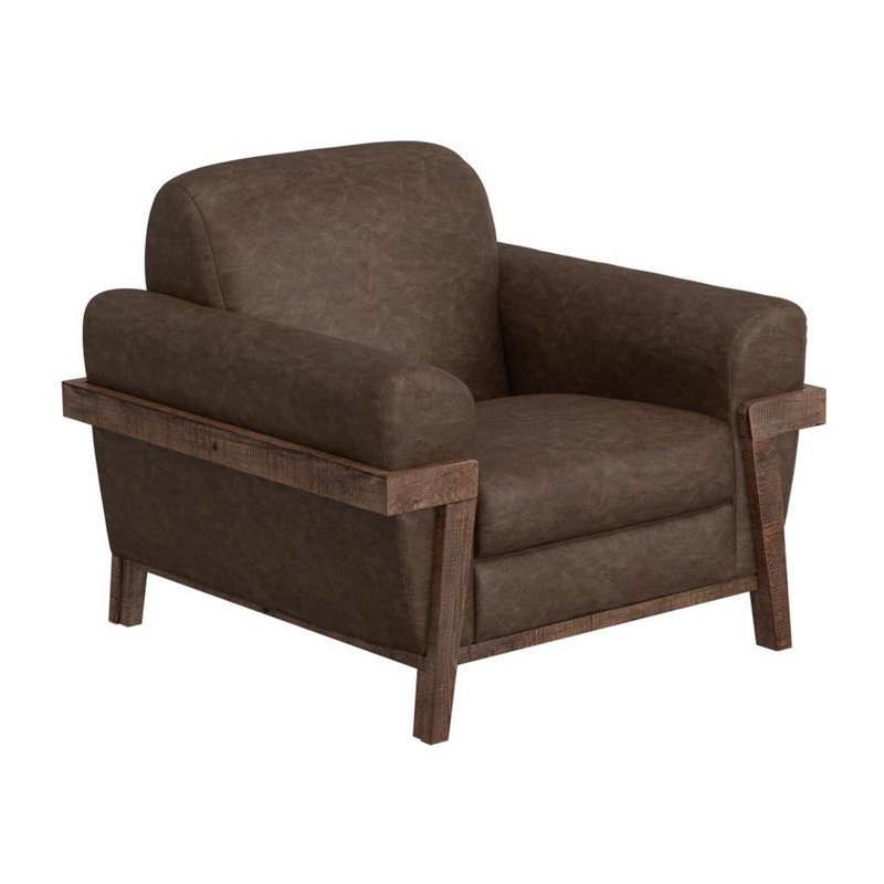 Fauteuil Pola, 2 coussins décoratifs, Rich Modern , Similicuir brun chocolat