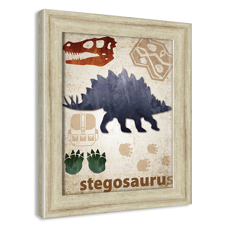 Décalcomanie murale Dinosaures-02 ', H 12 po x l 10 po x P 0,625 po, Cadre plat beige