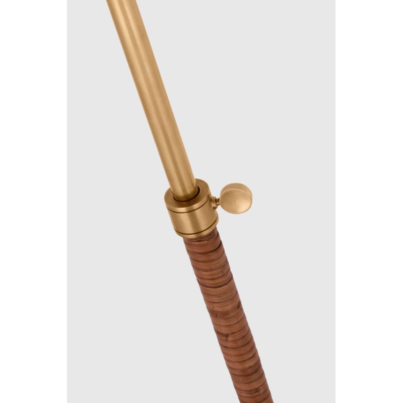 Basden Floor Lamp, Antique-Burnished Brass/Natural Rattan