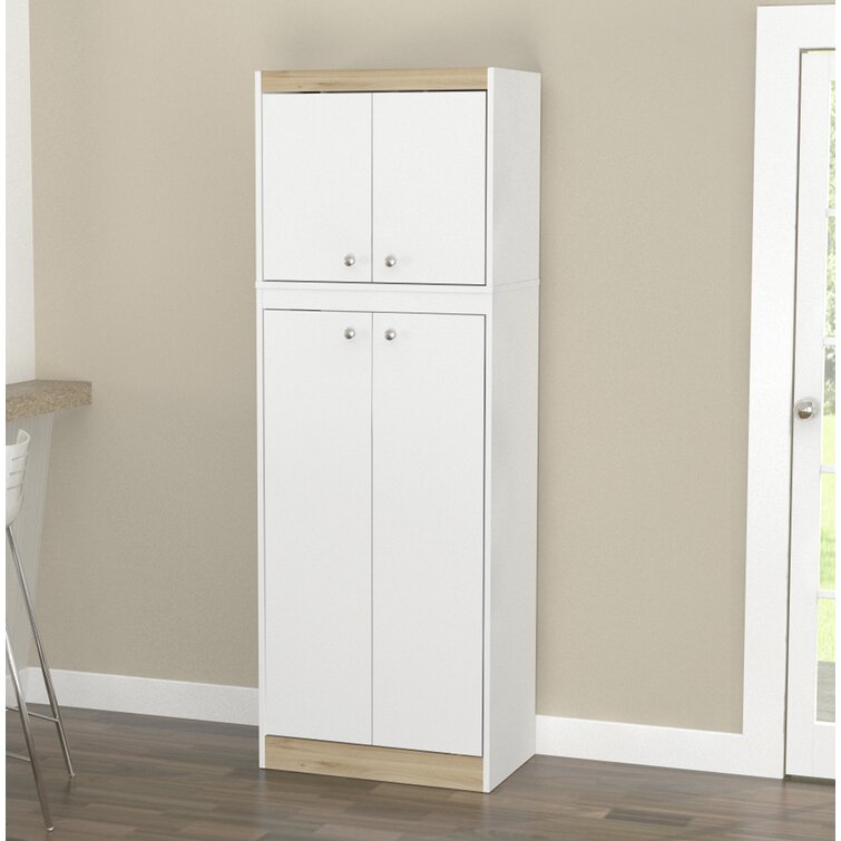 Lark Manor White Food Storage Kitchen Pantry with Glass Doors & Reviews