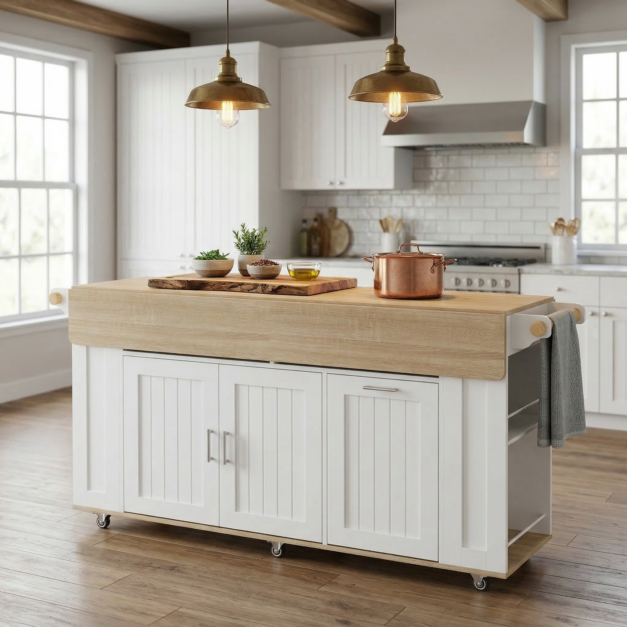 Latitude Run® 72"W Kitchen Island With Leaf & Reviews | Wayfair
