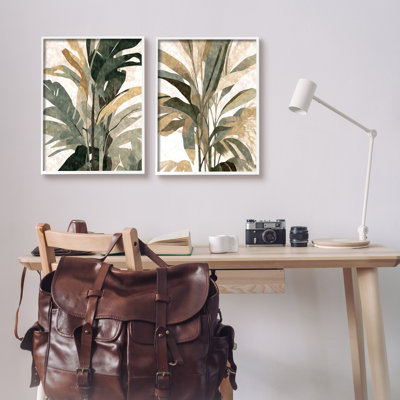 «Modern Palm Leaves», impression sur bois 2 pièces