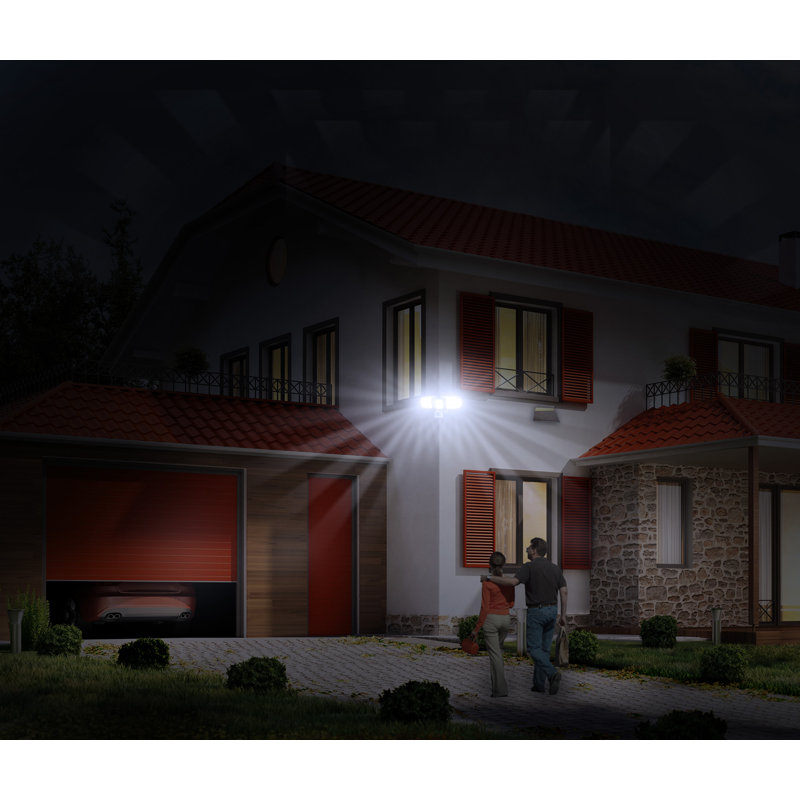 White Triple Head LED Outdoor Motion Security Light