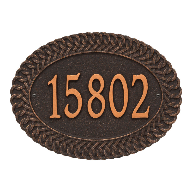 Plaque d'adresse murale standard personnalisée 1 ligne, Bronze huilé, Oui