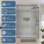 Porte de douche semi-cadrée avec verre transparent de 56 à 60 po de largeur x 71 po de hauteur-106951604