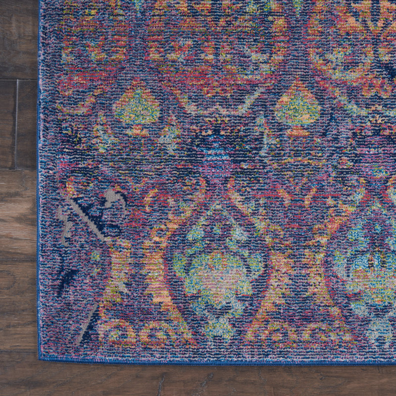 Tapis bleu marine traditionnel Raymond, Rectangle 5 pi 3 po x 7 pi 6 po