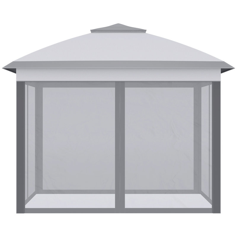 Outsunny 11' X 11' Pop Up Canopy Tent With Netting And Carry Bag, Grey