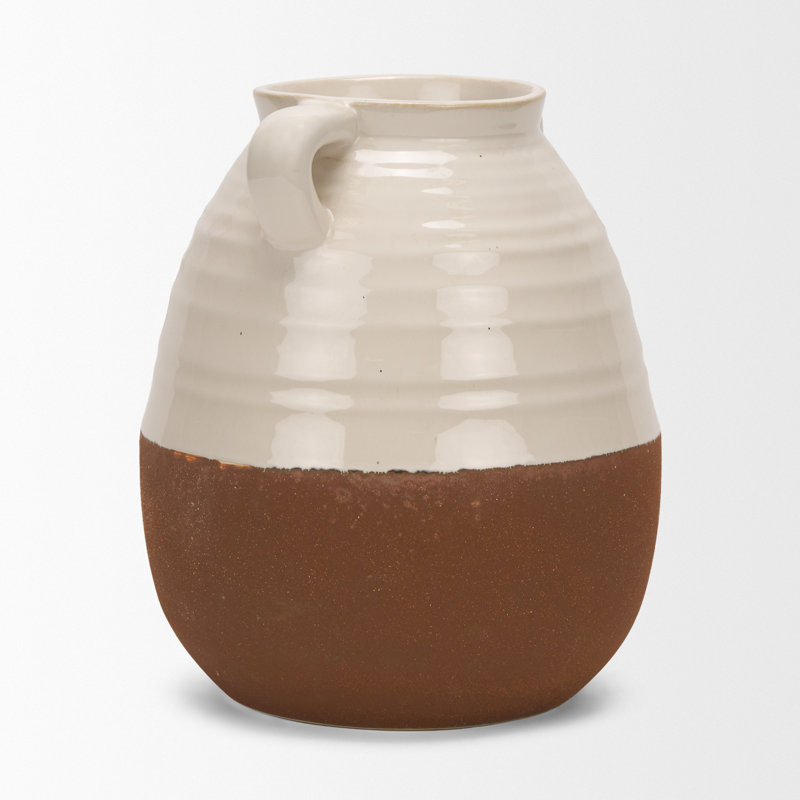 Durtche Ceramic Vase Large, Cream, 10.63" H x 7.87" W x 7.87" D