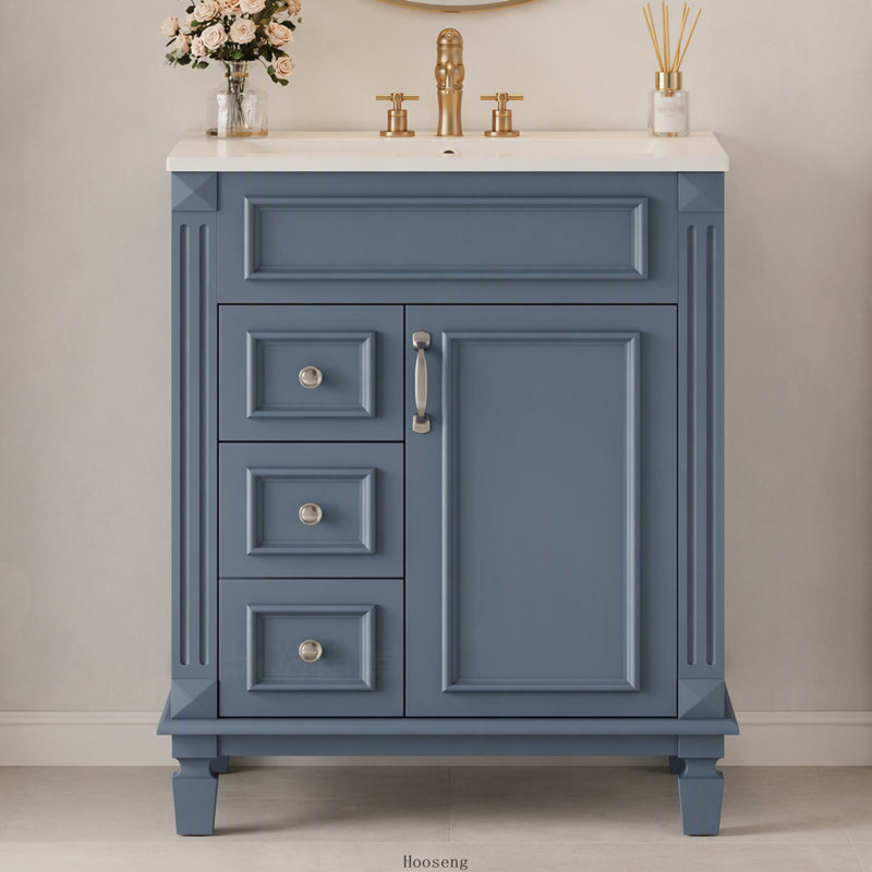 Meuble-lavabo 24 po avec lavabo en céramique, petite armoire de salle de bain moderne, 2 tiroirs et tablette réglable