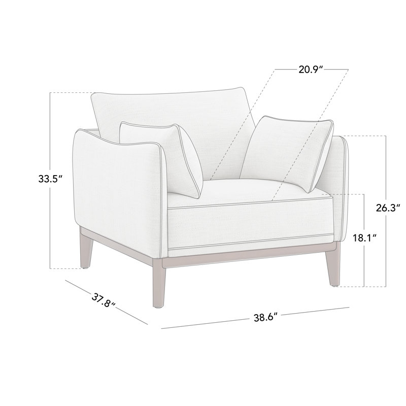 Fauteuil de 38,6 po Calev, Polyester ivoire