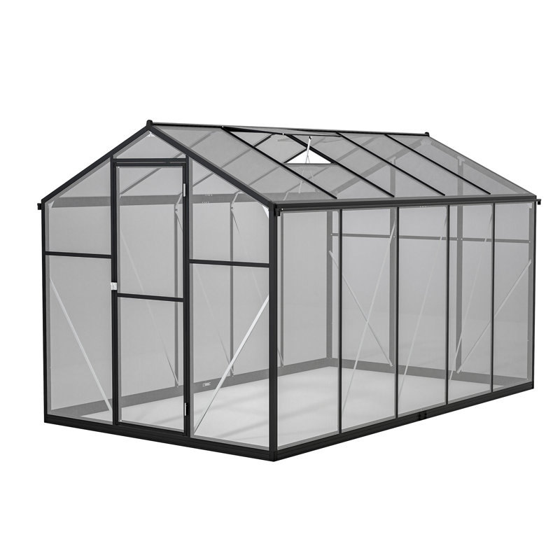 6X10FT Polycarbonate Greenhouse Raised Base And Anchor Aluminum Heavy Duty Walk-In Greenhouses For Outdoor Backyard In All Season