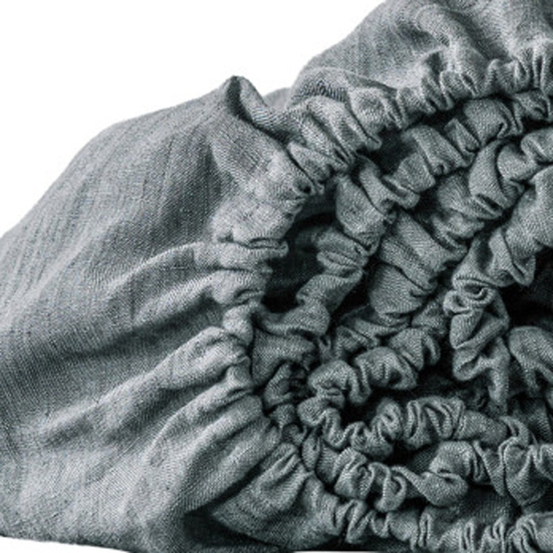 Drap-housse simple en lin gris ardoise