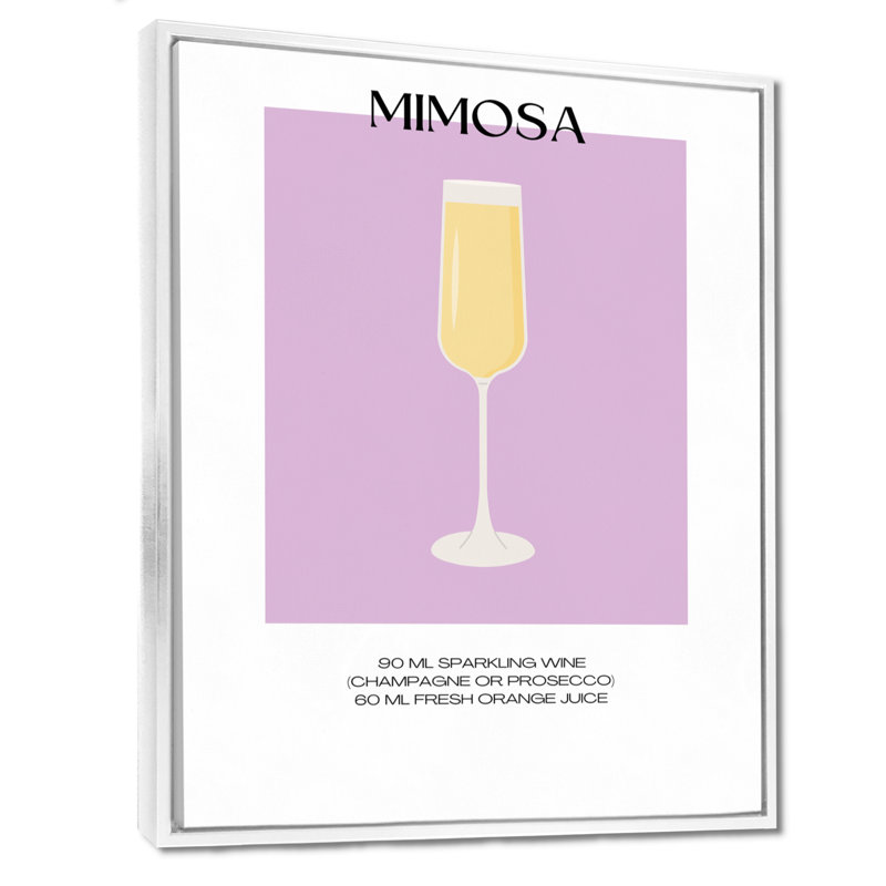 Champagne Mimosa, impression d'art mural, Cadre flottant blanc, H 44 po x l 34 po