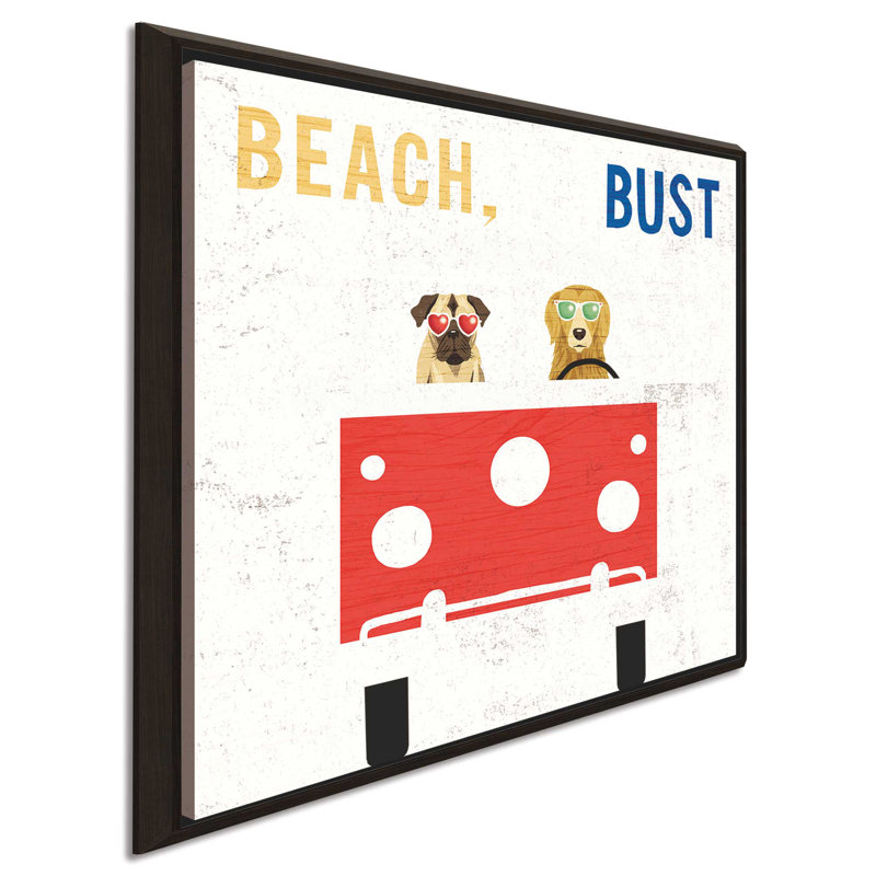 «Beach Bums Bus», impression, H 21,5 po x l 21,5 po x P 2 po, Cadre flottant espresso