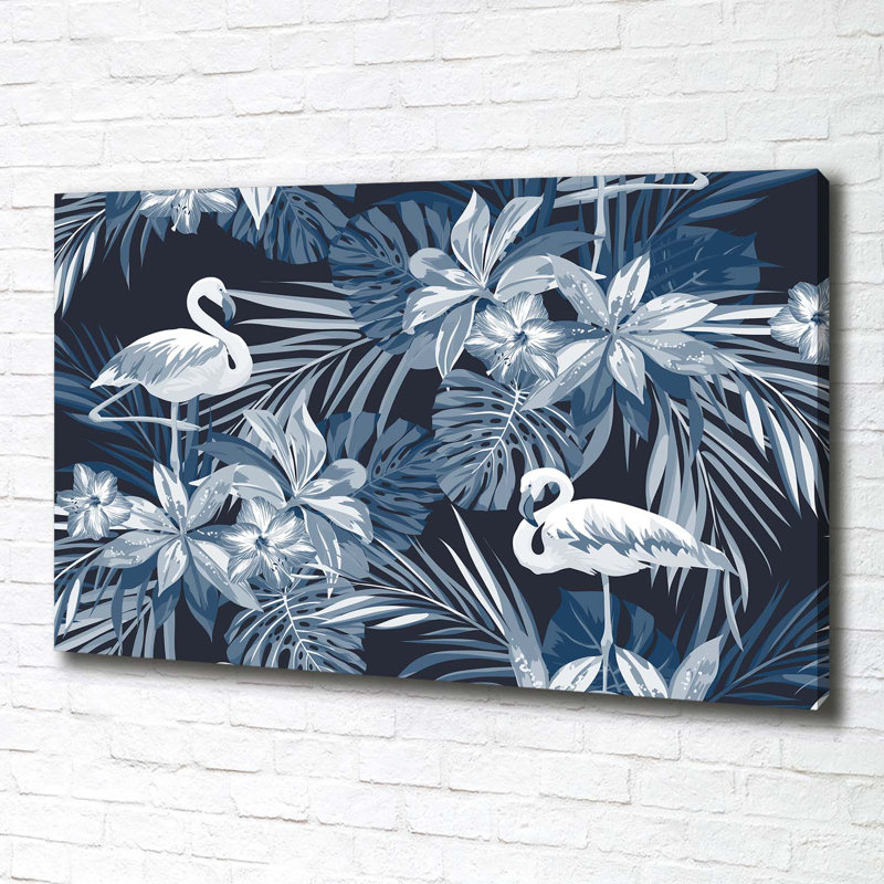 Flamingos And Plants - Wrapped Canvas Print