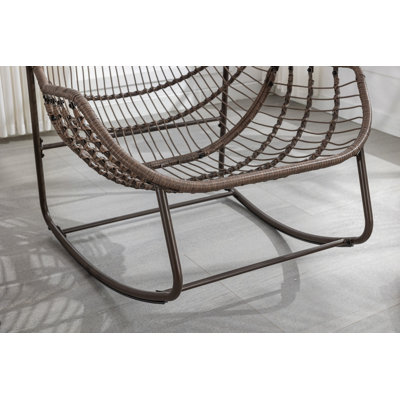 Chaise berçante d'extérieur en rotin, fauteuil inclinable et berçant rembourré pour le porche, le salon, le patio et le jardin