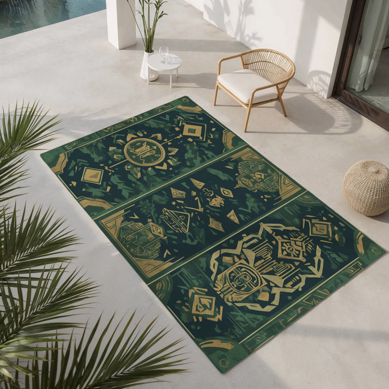 Hero's Crest Indoor And Outdoor Area Rug, Rectangle 1'6" x 2'6"