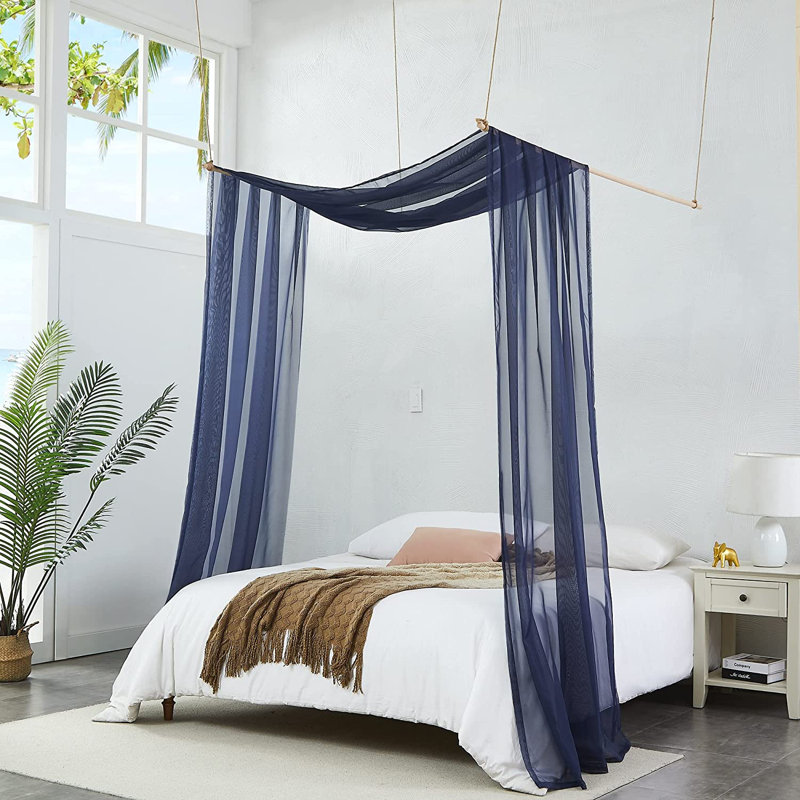  Rideaux à baldaquin en polyester, Bleu marine, Très grand