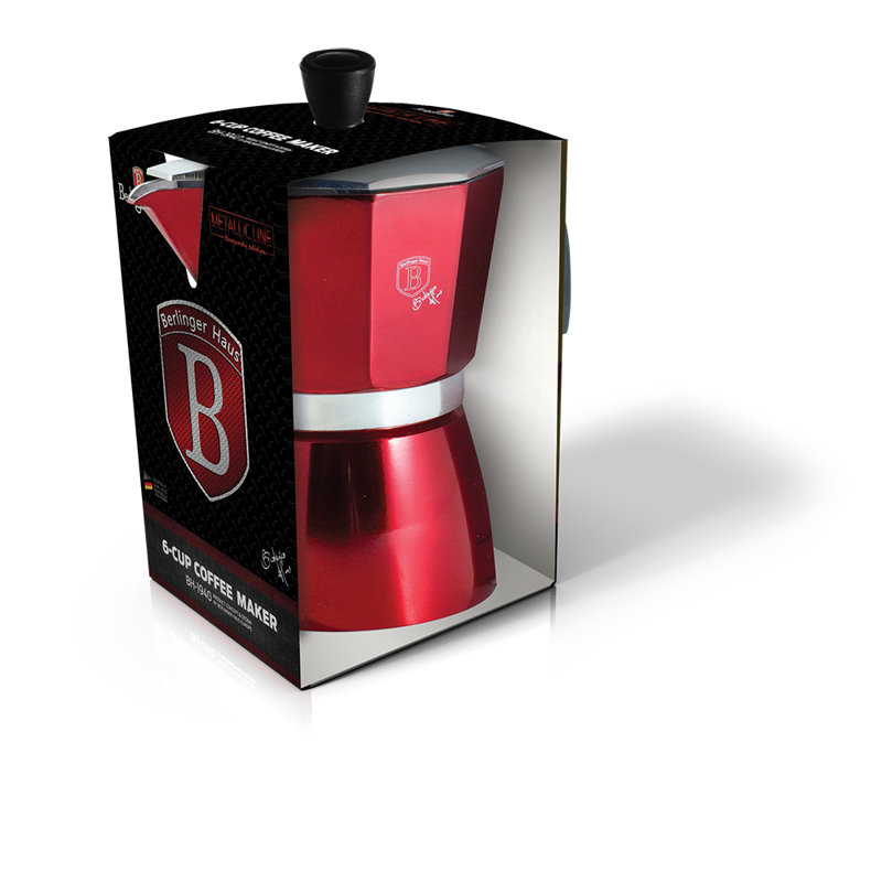 Berlinger Haus Stovetop Espresso Maker, Burgundy
