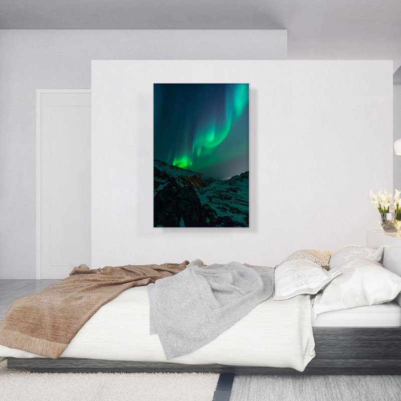 Northern Aurora Lights Home Decor - reproduction de photo sur toile tendue, H 26 po x l 18 po x 1,5 po