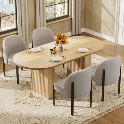 Ensemble de salle à manger Farmhouse, table ovale 62,9 po et chaises rembourrées 4/6 pour la salle à manger et la cuisine