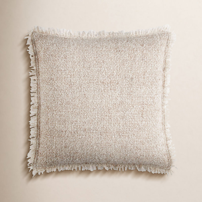 Boucle Navy Indoor/Outdoor Decorative Pillow Cover, Natural, Pillow Cover Only - No Insert