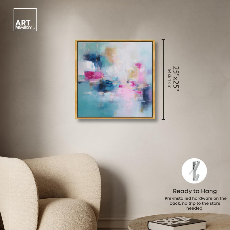 «Dissolve Colors Blue Decor» par Art Remedy, H 30 po x l 30 po, Cadre doré
