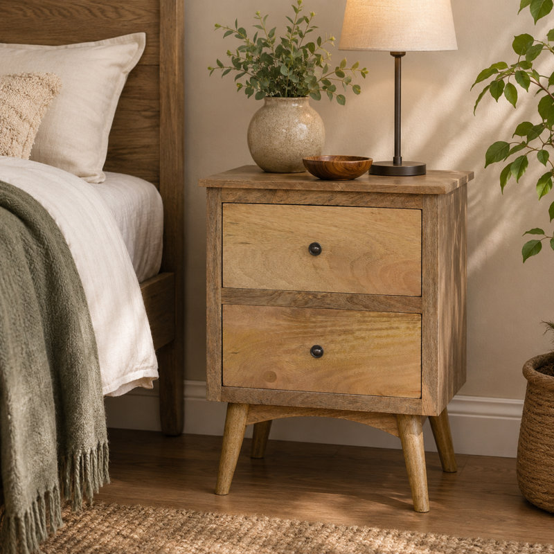 45cm W Solid Wood Bedside Table