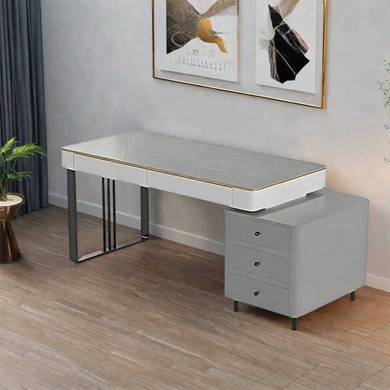 Bureau haut de gamme élégant et luxueux, H 29,52 po x l 55,11 po x P 23,62 po, Noir, Gris