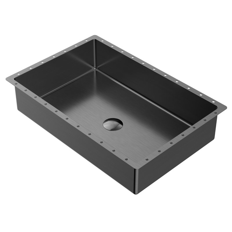 Karran Cinox 15'' Stainless Steel Rectangular Bathroom Sink, Gray