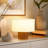 Oliver 10" Mid-Century Modern LED Table Lamp With Brown Wooden Base And Cream Fabric Shade