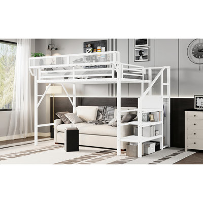 Lit mezzanine en métal blanc TG