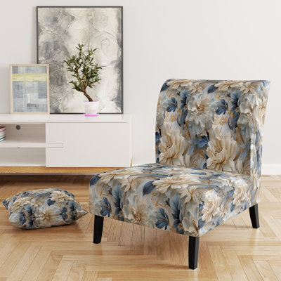 Rustic Victorian Brocade Victorian Pattern - Upholstered Floral Accent Chair Cottage Side Chair