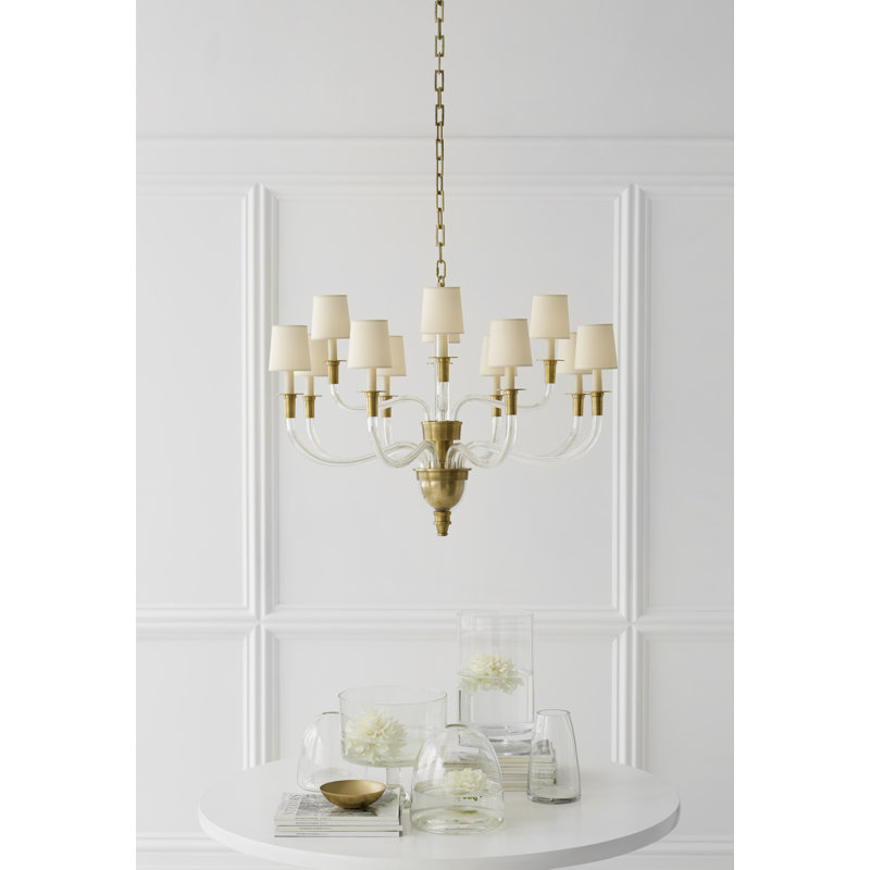 Thomas O'Brien Vivian Large Two-Tier Chandelier, Polished Nickel, Fabric