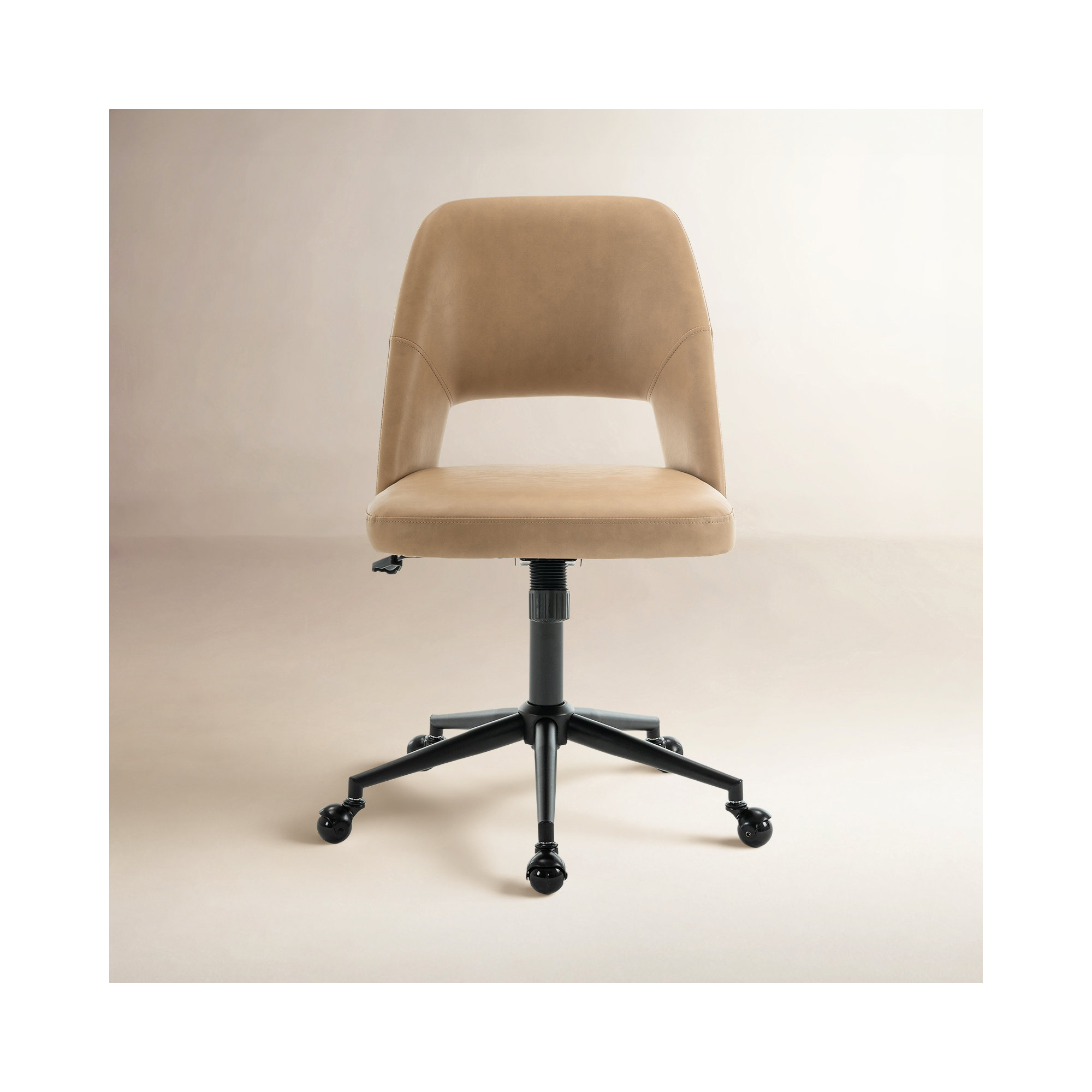 Gramercy Swivel Office Chair, Taupe Faux Leather