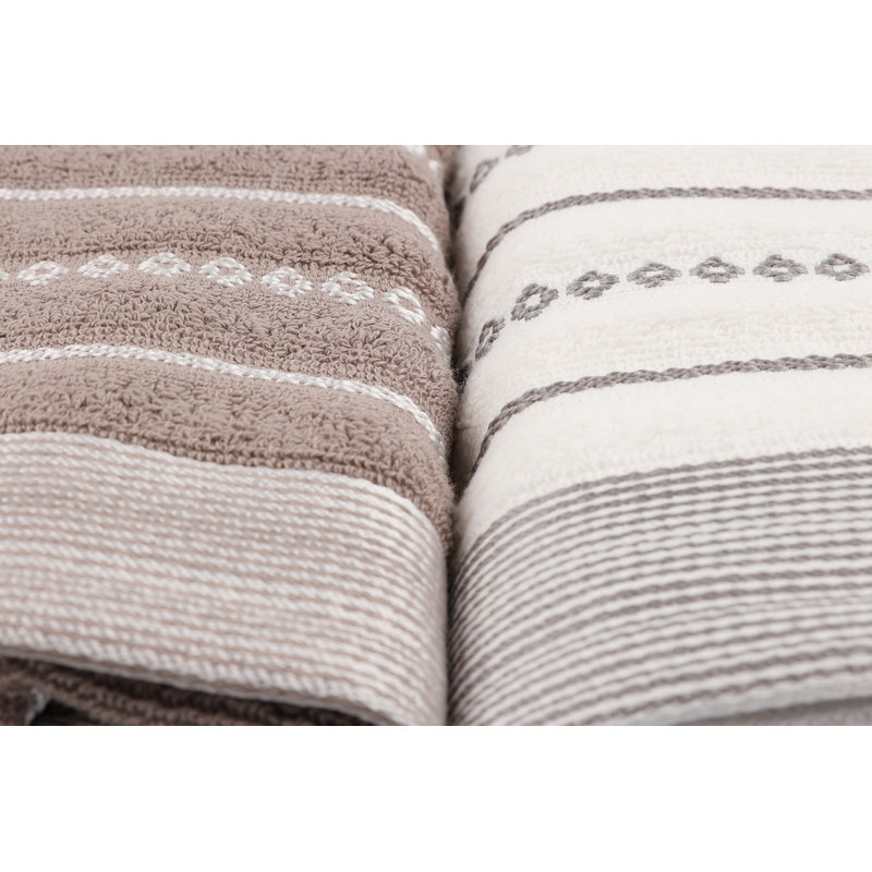 Ensemble de 4 serviettes en coton Woodbridge, Écru / gris / crème