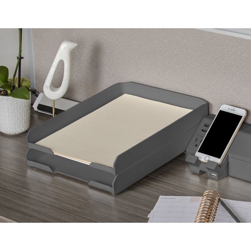 Rangement de papier empilable letter tray Yokum, Gris