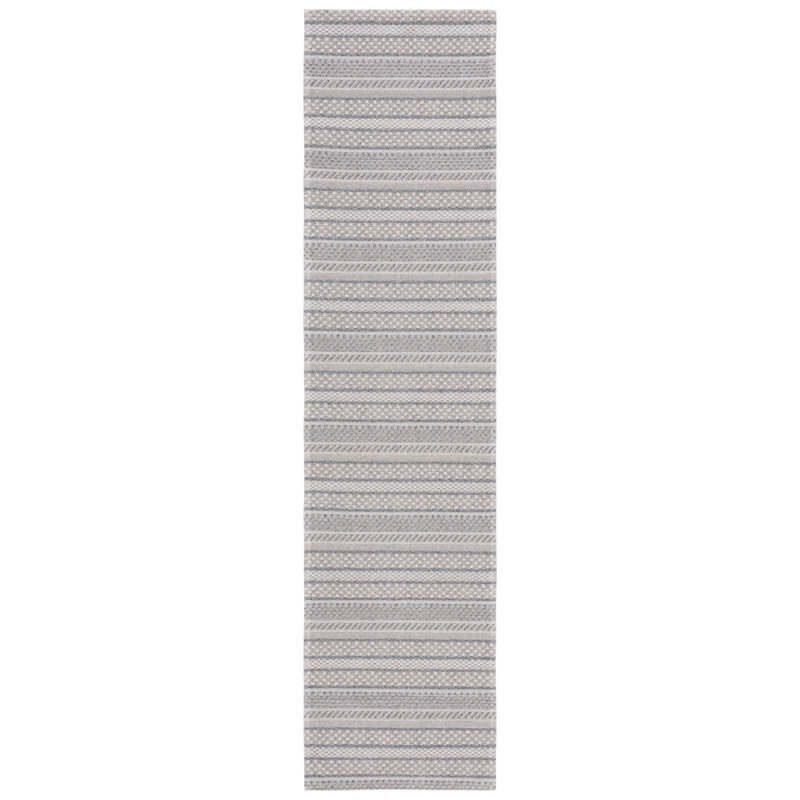 Martha Stewart Cotton Striped Rug in Gray/Taupe, Runner 2' x 8'