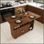 Table pliante multifonctionnelle avec tablettes et roulettes de rangement, idéale pour les petits espaces et polyvalente dans la cuisine, le dortoir ou le bureau