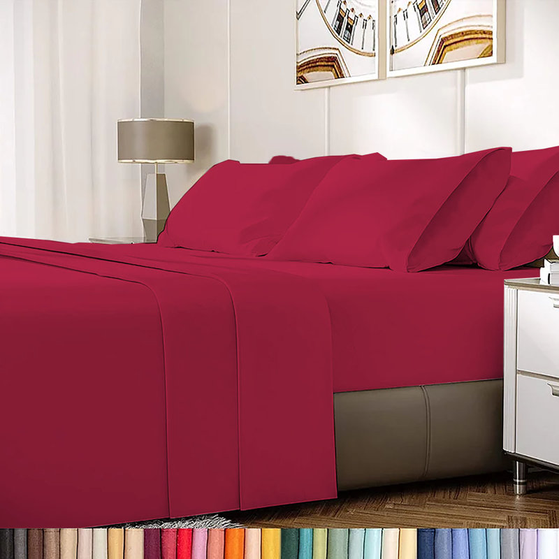Ensemble de draps en rayonne de bambou 6 pièces , Ensemble de draps pour très grand lit californien, Fuchsia