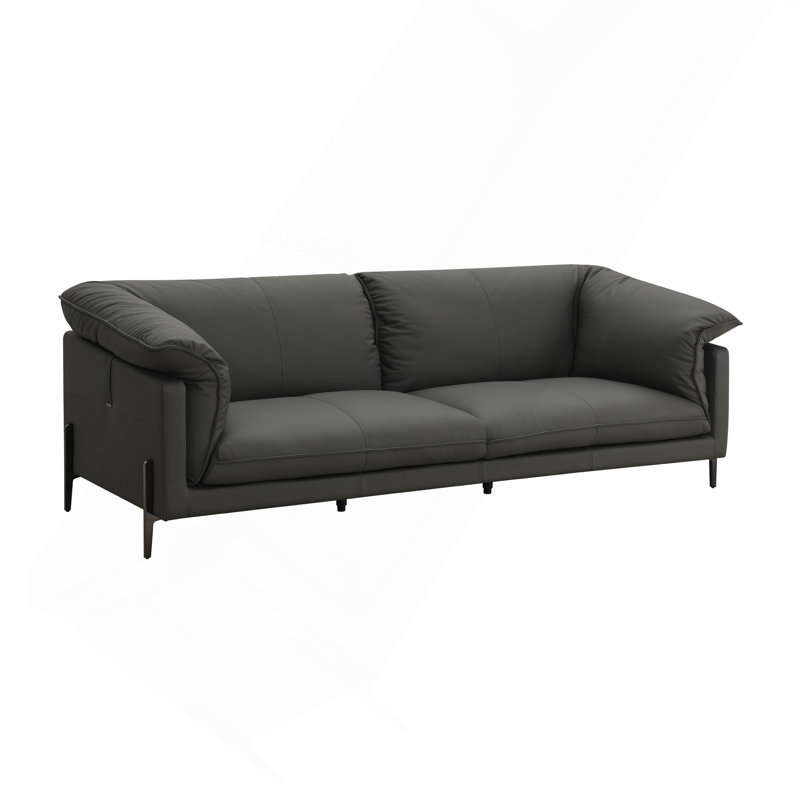 Black Top Grain Leather Loveseat