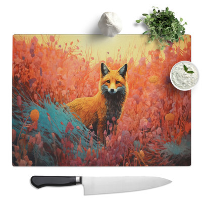 Fox Colour Field  Glass Chopping Board