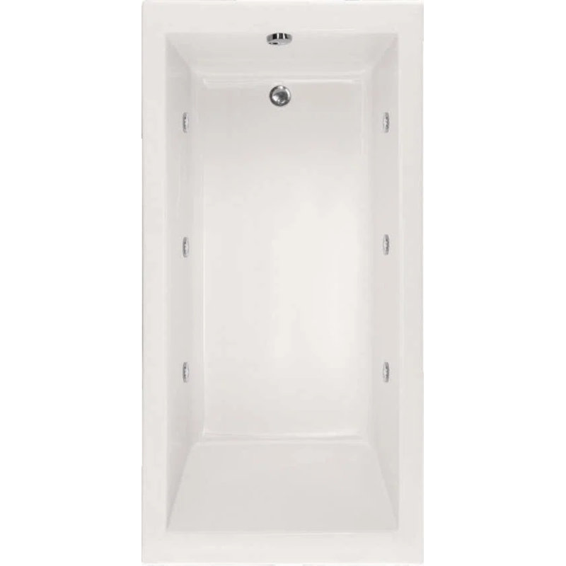 Lacey 60'' x 30'' Whirlpool Acrylic Bathtub, White, Satin Brass