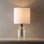 Lampe de table 15 po, base en verre, finition noir mat, abat-jour en lin blanc, douille rotative sur interrupteur, cordon transparent de 5 pieds, chambre à coucher, décoration intérieure, table de chevet