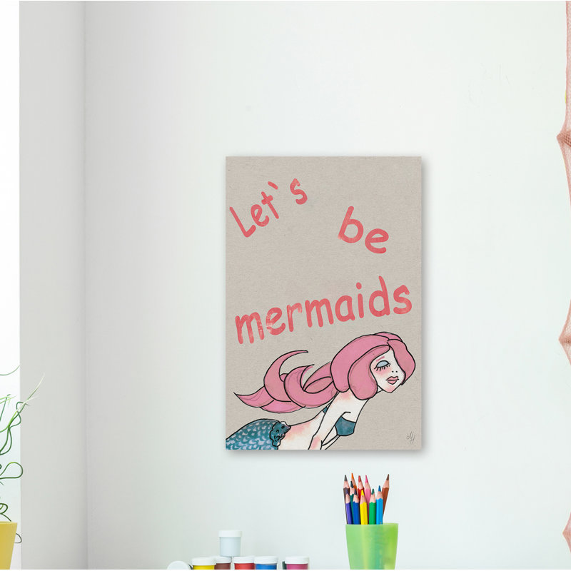 Crooks Let'S Be Pink Mermaids - Single Picture Frame Painting on Canvas, 114cm H x 76cm W