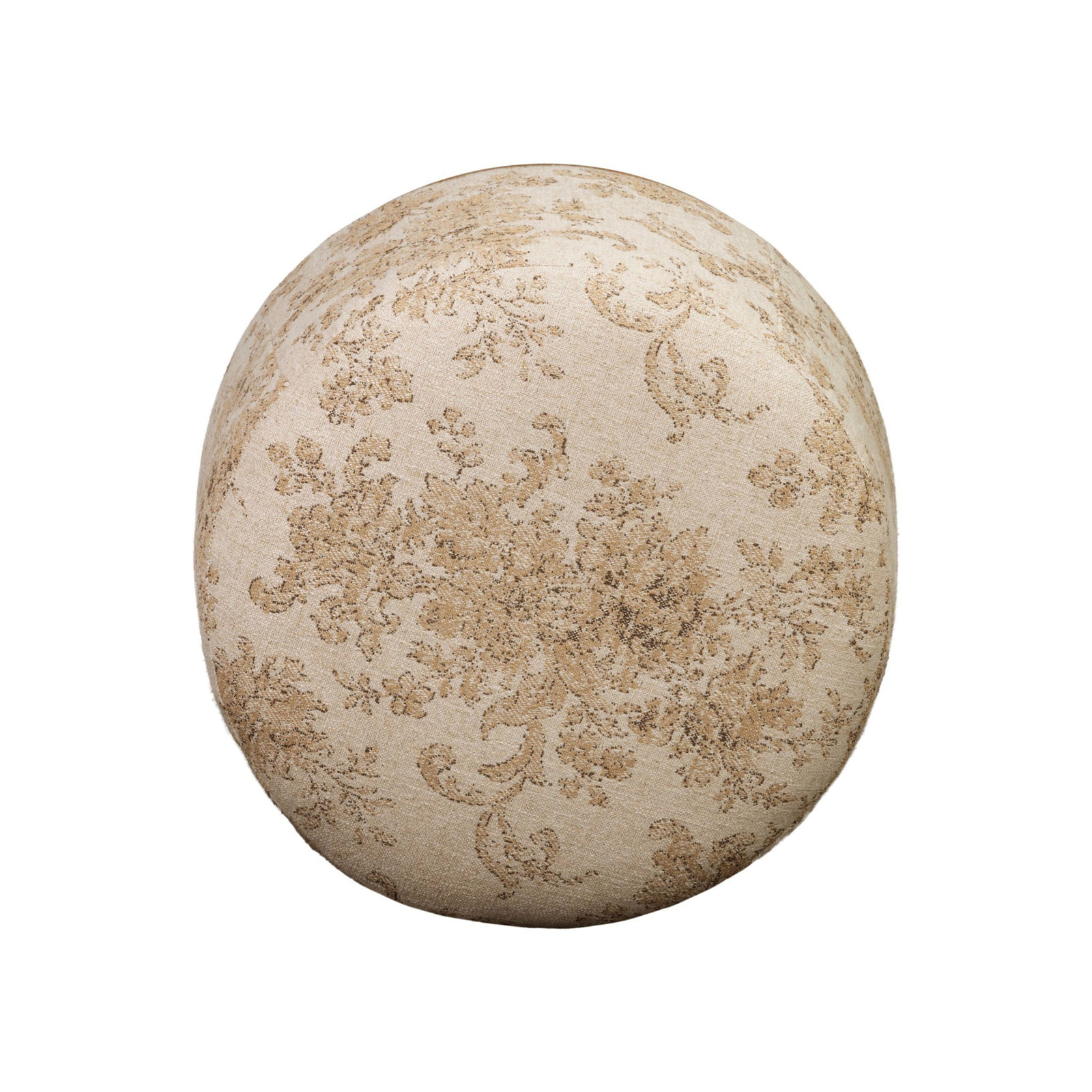 Caraway Upholstered Ottoman, Almond Oak Damask