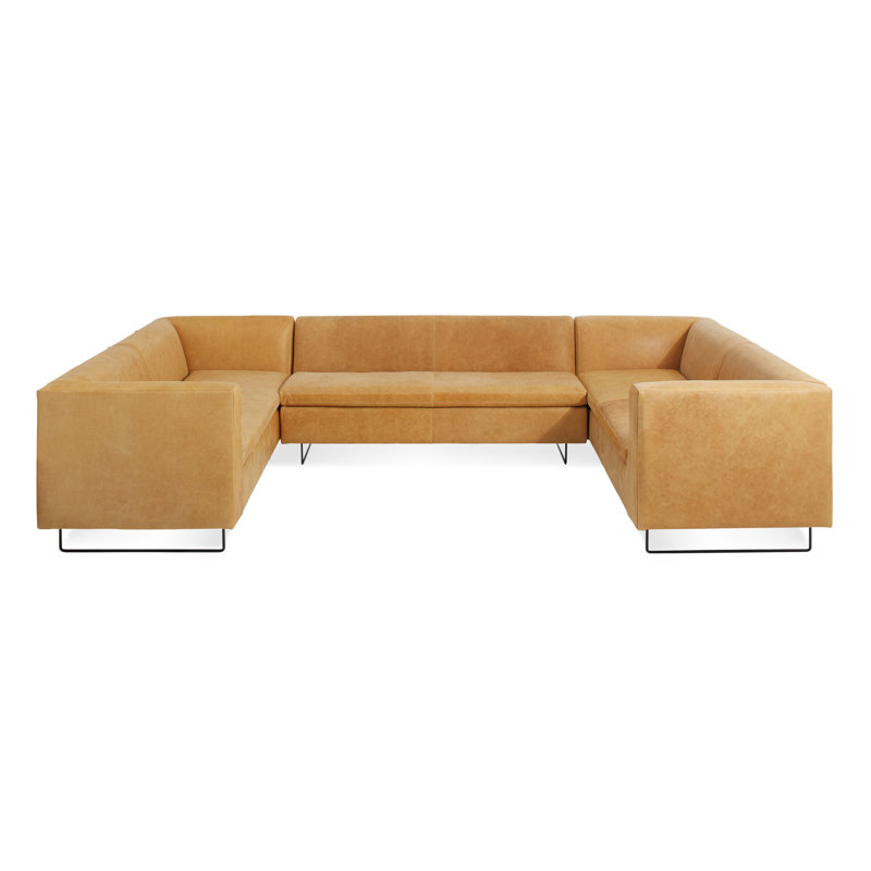 Bonnie And Clyde Sectional, Camel Genuine Leather