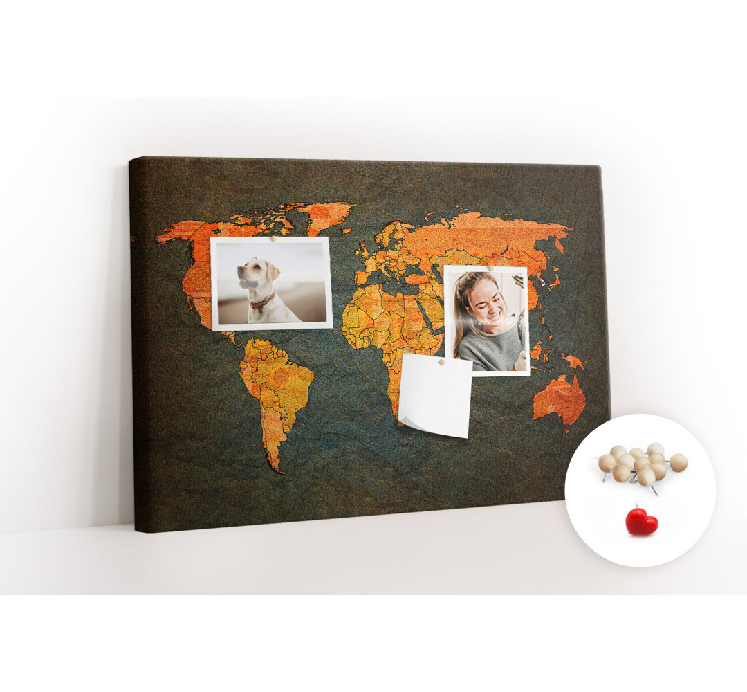 Wall Mounted bulletin board print wall art notice boards for office corkboard World map