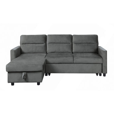81.5"Velvet Reversible Sleeper Sectional Sofa with Storage Chaise and Side Pocket