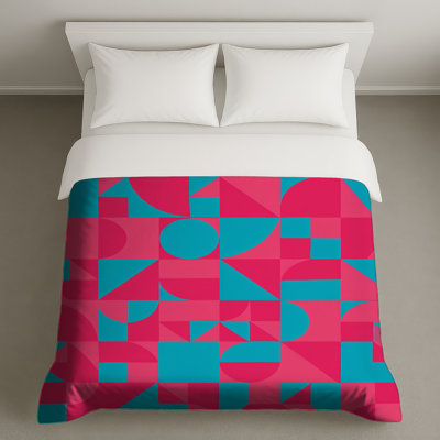 Housses de couette géométriques roses et bleues